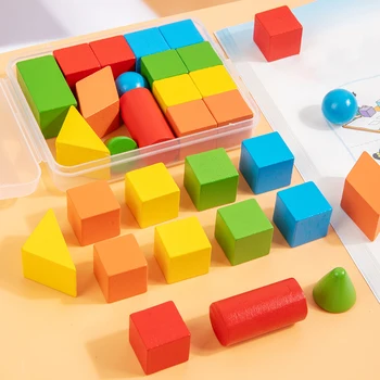 16/24/38Pcs Hot Wooden Building Blocks Set Assembled Building Blocks Baby Shape Color Early Educational Toys Gifts for Children 1
