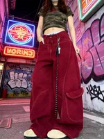 Street Vintage Jeans New Y2K Harajuku Wash Red Streetwear Baggy Jeans Denim Pants Mens Womens High Waist Wide Trousers 2025 - Image 4