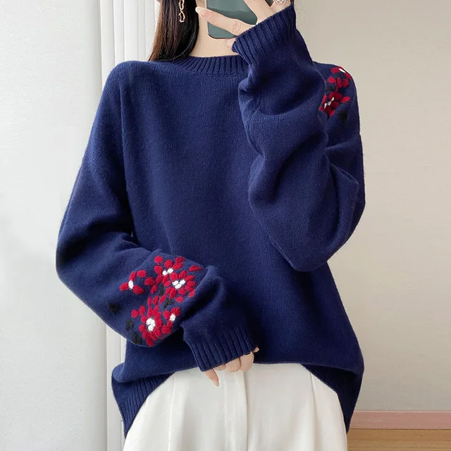 Pull en Cachemire 100% Pure Laine pour Femme, Vêtement Décontracté, Solide, Style Document, Optique, à la Mode, Automne/Hiver 1