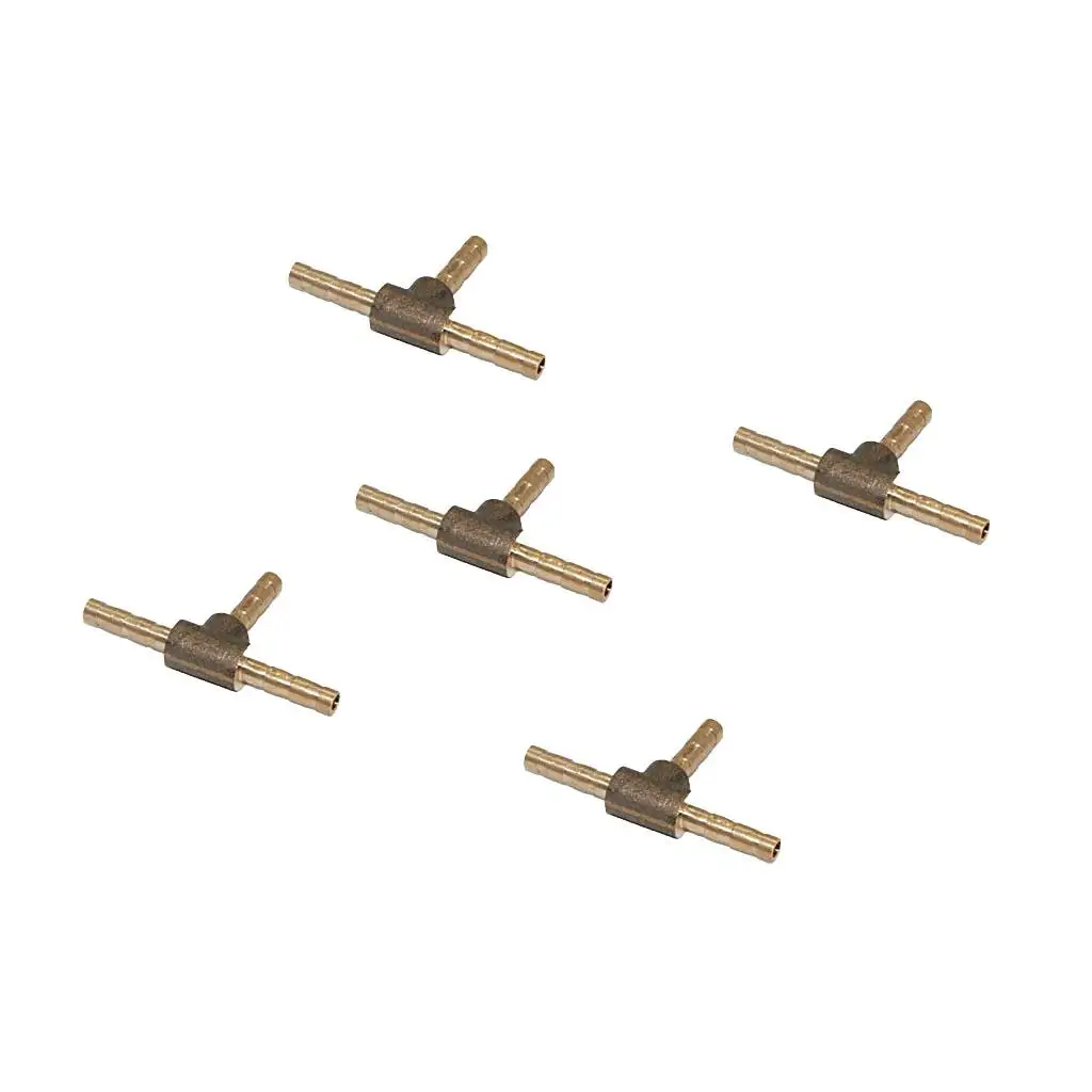 

5Pcs Brass Barb Splicer Fitting, 3 Ways, Barb Hose Fitting Fuel, Barbed Tee Connector