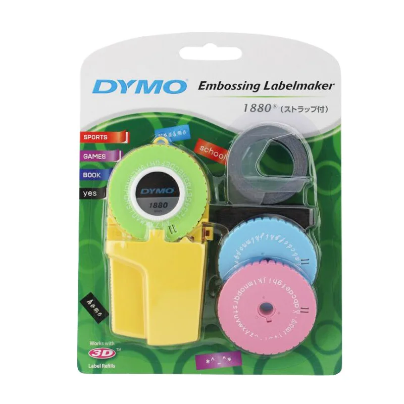 Dymo 1880 Organizer Xpress 수동 라벨 메이커 프린터, 3D 엠보싱 DIY 인쇄 9mm PVC 라벨 테이프 미니 휴대용 프린터