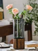 Modern Simple and Creative Glass Water-grown Flowers Wooden Base Vase Decoration Living Room Dining Table Flower Arrangement 3