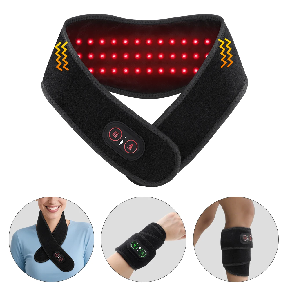 660 850nm Infrared Red Light Therapy Neck Massager Vibration Heated Neck Massage Wrap Cervical Massager Brace Fatigue Relief