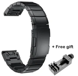 Stainless Steel Quick Release Watchband for 26mm Fenix 5X 3HR (Black)
