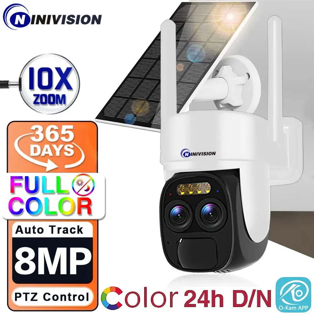 8MP Outdoor 4K 10X Optical Zoom 2Audio Wifi IP Panel Solar Camera With Rechargeable Battery PTZ Home Security Video Surveillance full hd 8mp 4k 10x ptz zoom wifi solar dual lens camera cctv security outdoor audio ip with rechargeable battery camera 356days