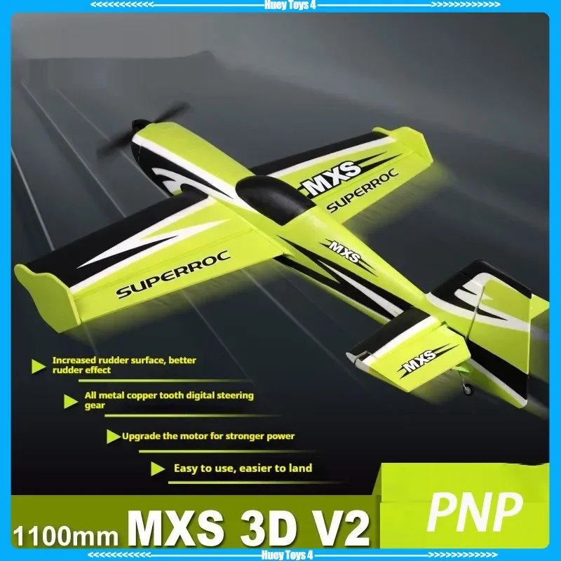 신형 Fms 3d 1100mm Mxs V2 고정익 30e 스턴트 항공기 전동 원격 조종 모델 비행기 어린이 장난감 선물