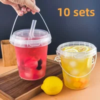 1/2/5pcs 33.81oz Large Plastic Cups with Lids & Straws - Reusable, Bpa-Free Beverage Tumblers for Iced Drinks,party Ice Buckets 1