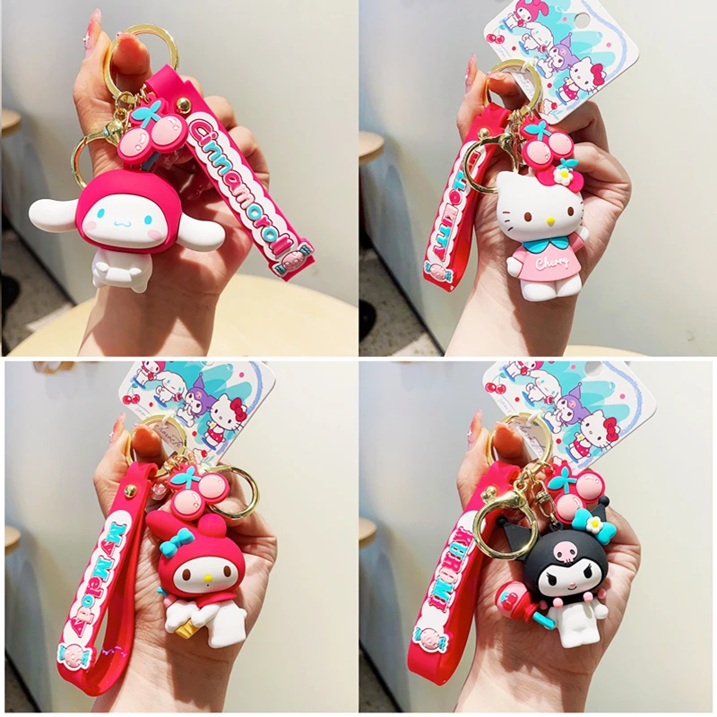 

Cartoon Anime Sanrio Cherry Honeywords Action Figures Keychains Key Chain Key Ring Kawaii Silicone Handbag Pendants Toys Gifts