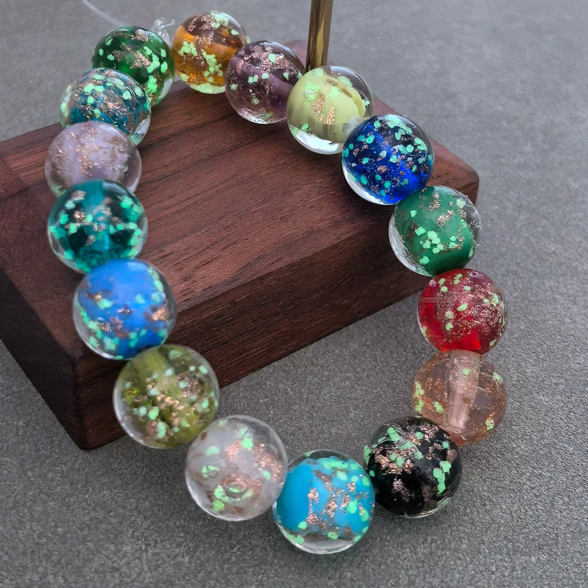 Glass Beads 10pcs 6mm-14mm Handmade Luminous Lampwork for Jewelry Making DIY Crafts