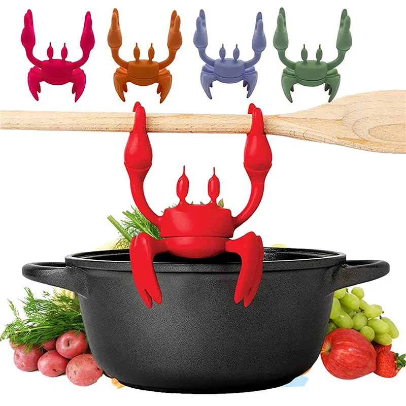 

Silicone Spoon Holder Crab Spoon Rest Steam Releaser Kitchen Gadgets Barbecue Tableware Holders Kitchen Accessories Home Decor