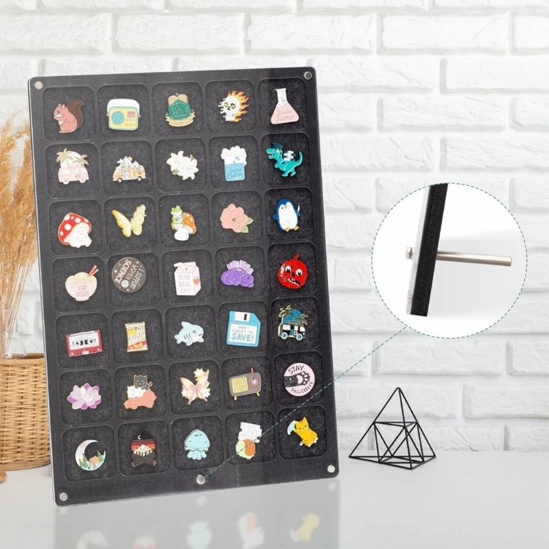 Pin Display Case Acrylic Brooch Pin Collections Display Organizers for Medals Jewelry Pin Collections Holder Tabletop & Wall