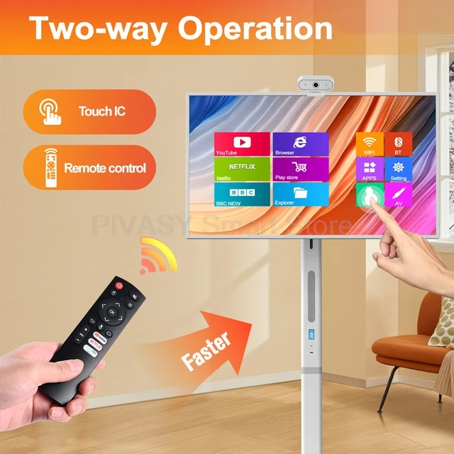 Mobile 27 pollici Alimentazione a batteria Android 13 Smart TV Girevole Touch Screen Tablet mobile Portatile Wireless Casting Tiktok Video 4