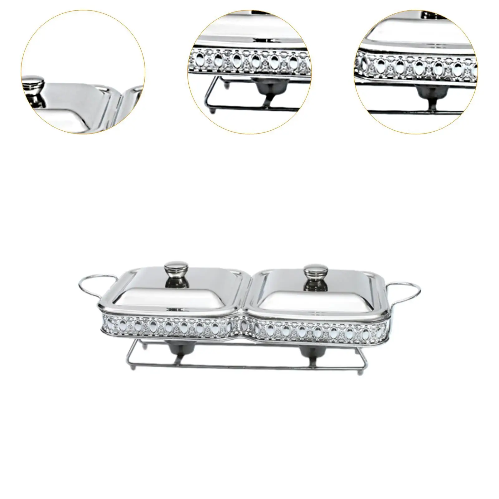 Chafing Dish Rectangular Kitchenware Multi-scenario Easy to Clean Glass Fuel Holders for Event Hotel Restaurant Dinners Camping