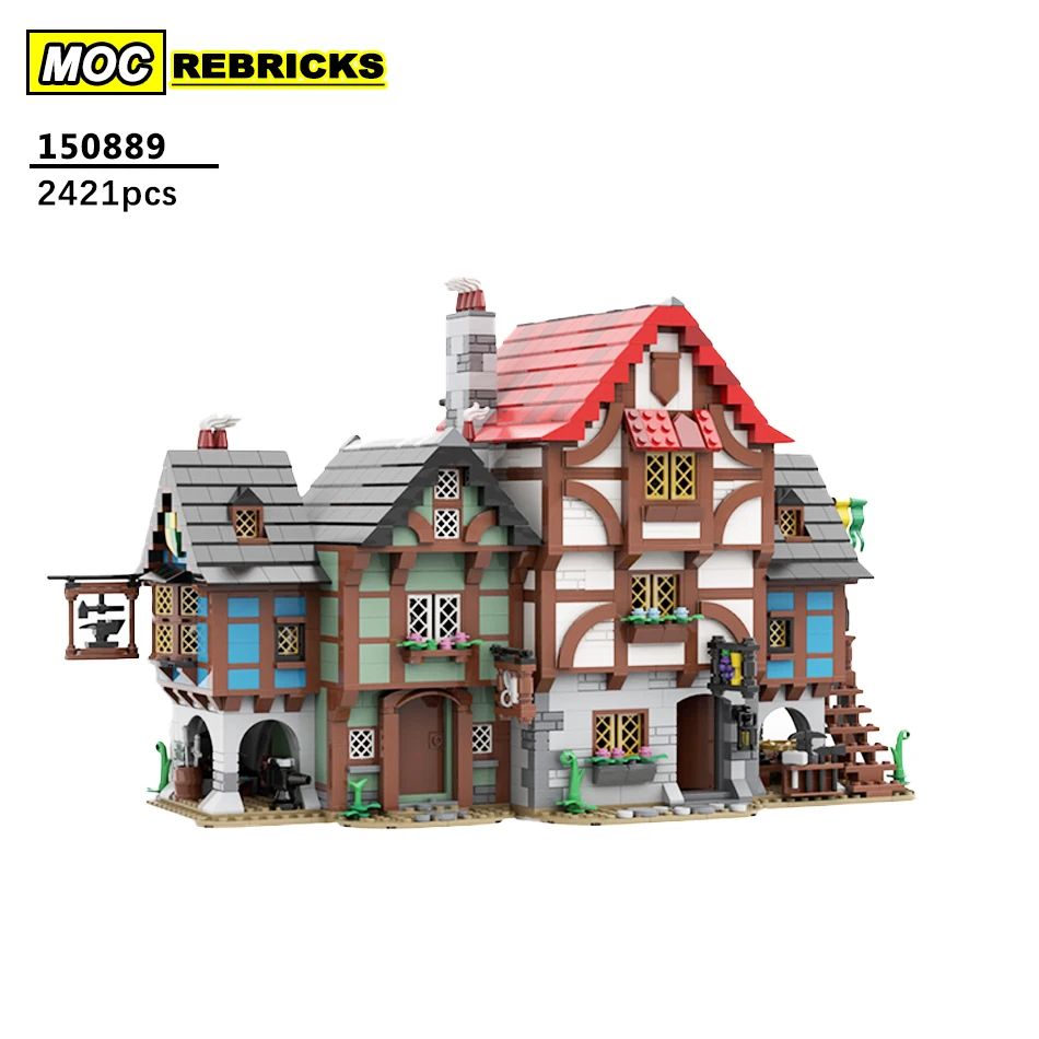 

Street View Architecture Series Hut House Medieval Alley MOC-150889 Building Block DIY Model Collection Experts Puzzle Brick Toy