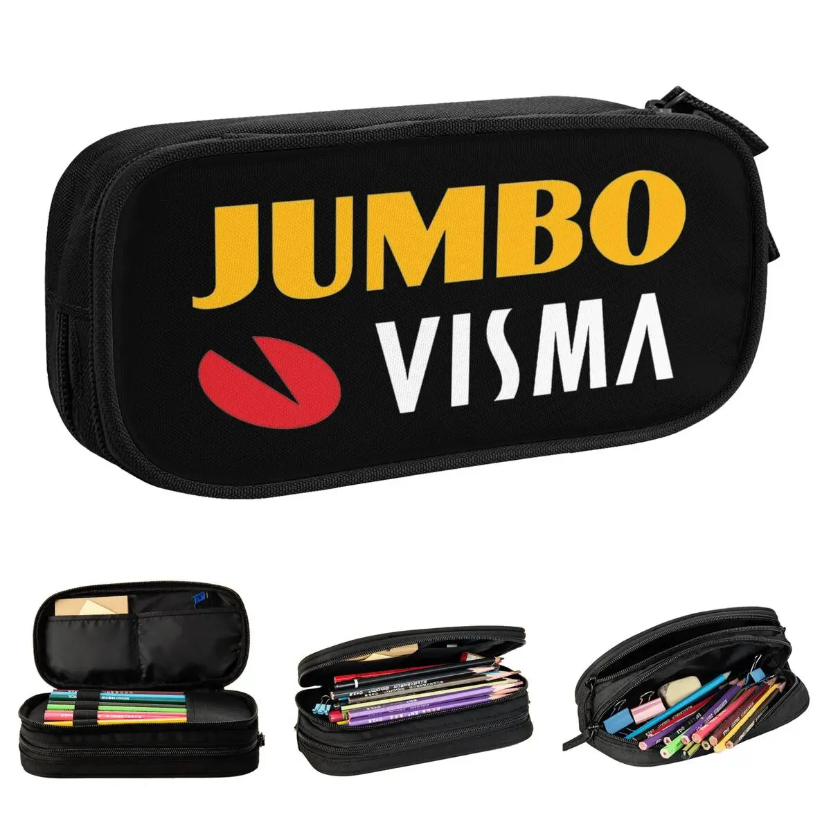 

Jumbo Visma велосипедный карандаш для команды, Веселый футляр для ручек, сумка для студентов, большое хранение, школьные принадлежности, пеналы на молнии