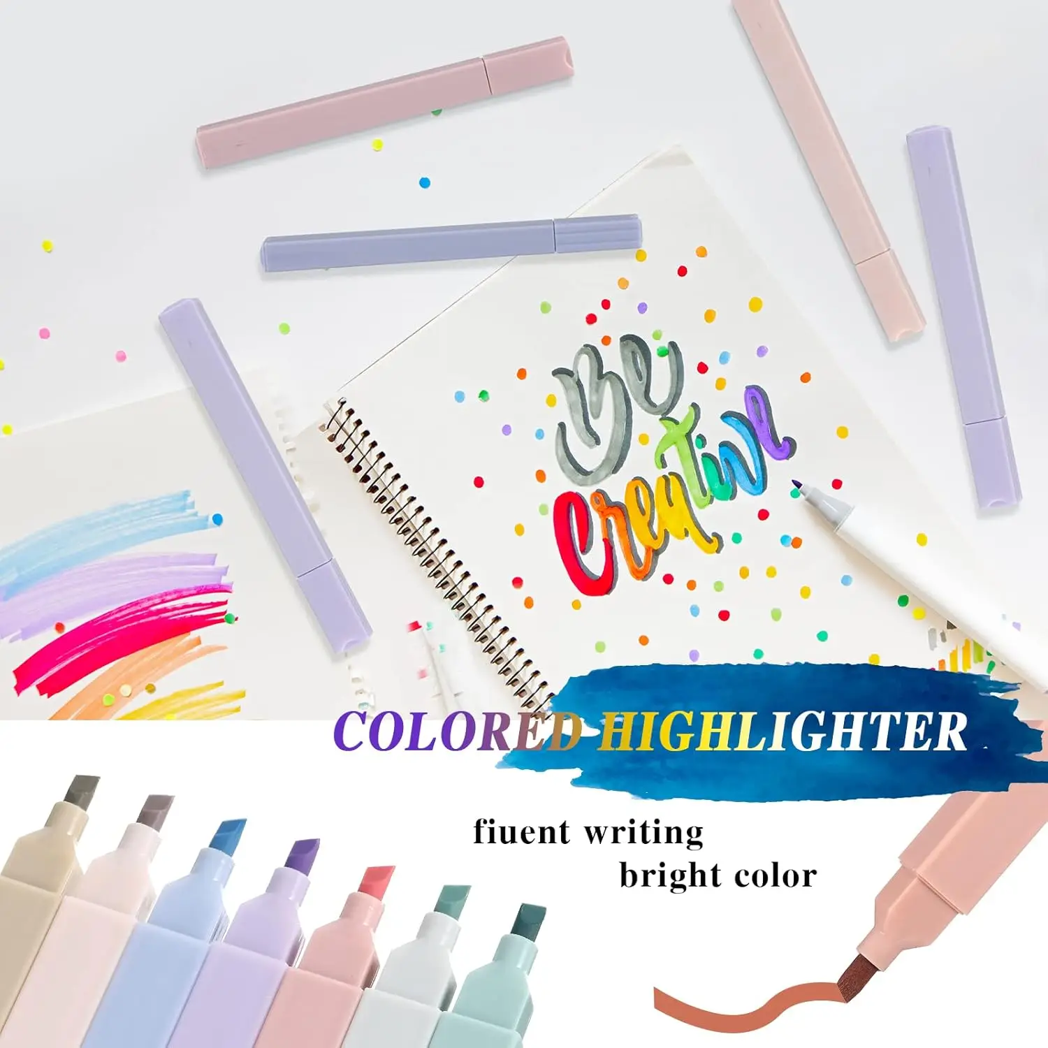 1 Set School Supplies,Pencil Case,Black Gel Pen,Highlighters,Students Stationary College.Essential For Back To School.