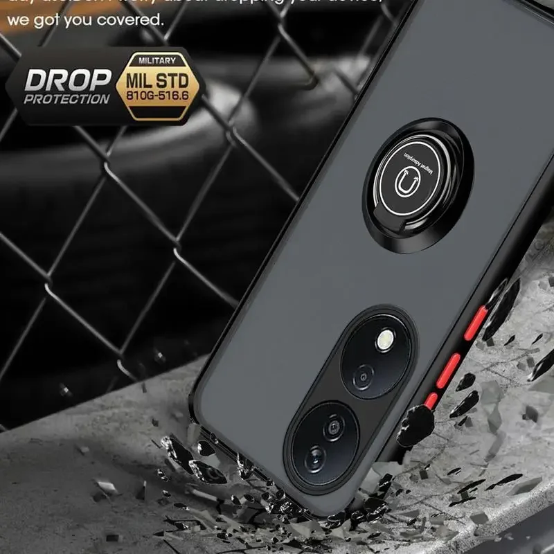 Enhanced Armor Matte Case with Magnetic Ring Holder and Stand – Shockproof, Matte Finish Protective Cover