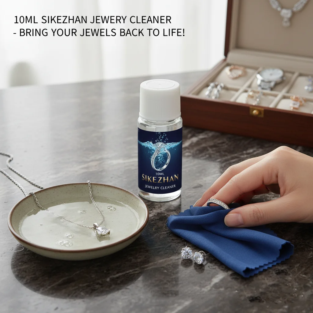 보석 청소 및 광택 키트, 10ml 클리너와 천 포함, 변색 제거, 금/은/다이아몬드 반지, 목걸이, 팔찌 광택
