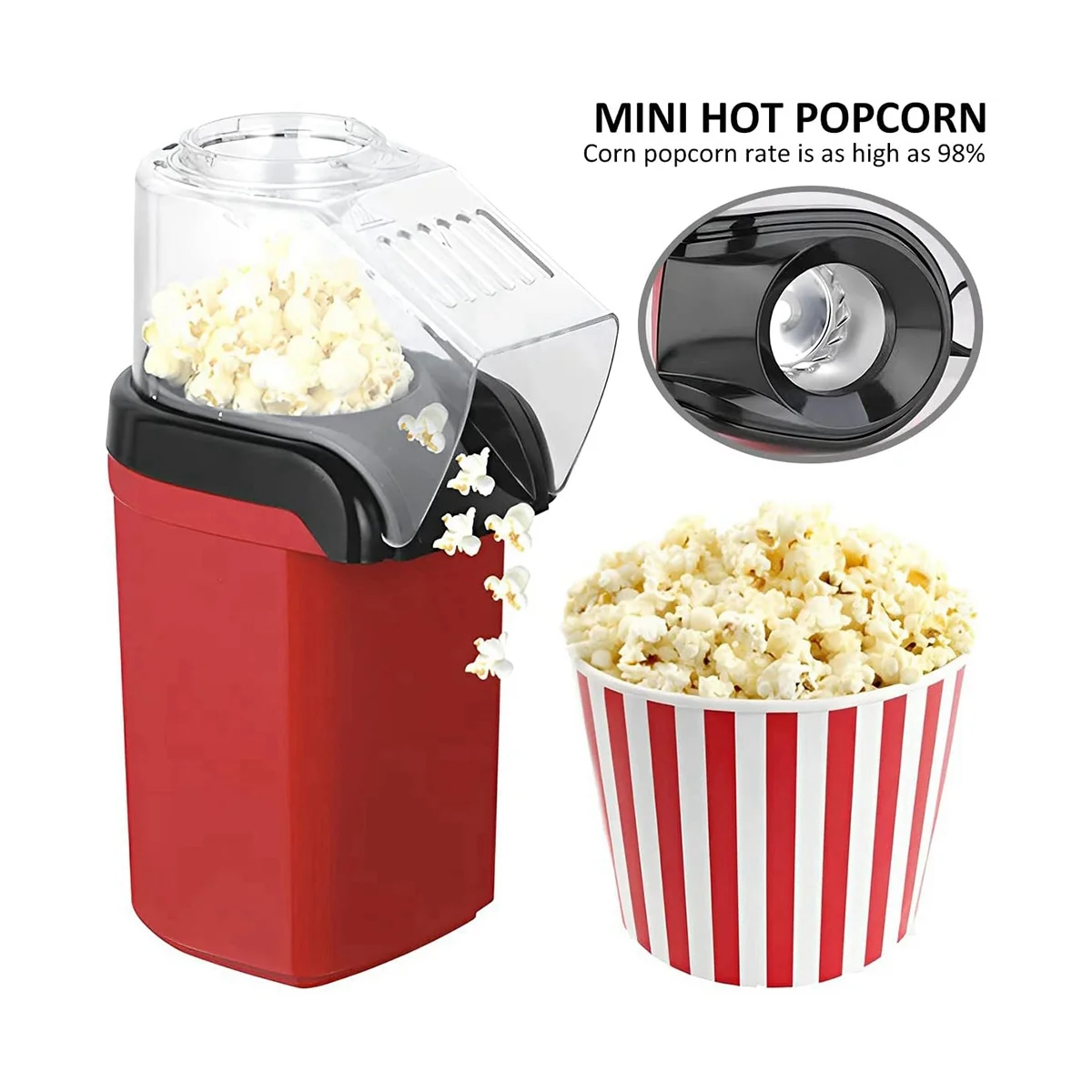 Hot Air Popper,Electric Popcorn Maker Machine With 1200W,Healthy Delicious  Snack For Kid Adult Great For Parties - AliExpress