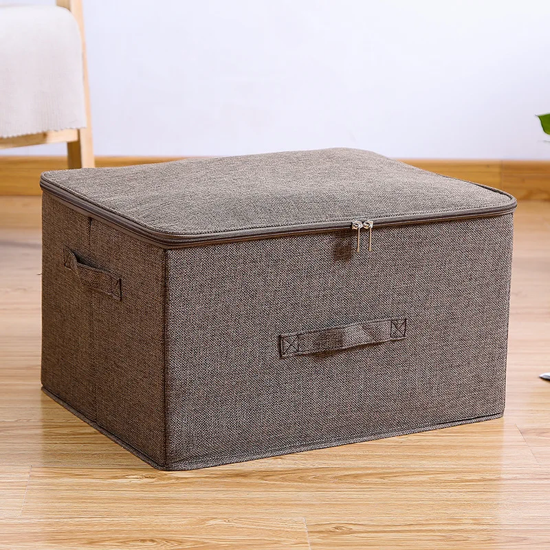 Cotton and Linen Storage Box Zipper Storage and Organization Box Fabric Covered Storage Box Folding and Sealing Box Underwear St 5