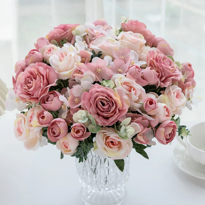 1PC Künstliche Blumen Hohe Qualität Seide Rose Festival Girlande Hause Ornament Party Raum Dekoration Hochzeit Brautstrauß Geschenk – Detail 11