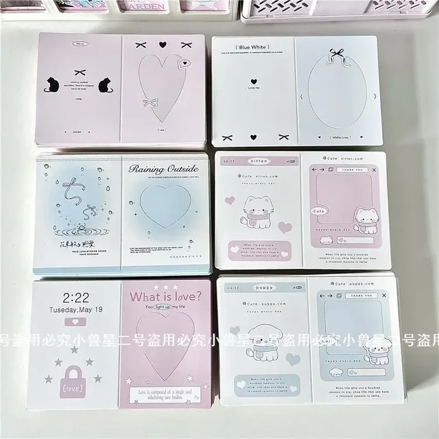 30Pcs Korean INS Aesthetics Cute Dog Cat Hollow Window Folding Back Card Kpop 3 Inch Photocard DIY Decor Packing Fixed Cardboard 6