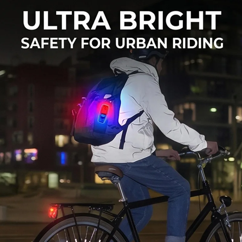 4/1x LED 레드 블루 경고등 USB 충전식 안전 플래시 야간 조명 배낭용 러닝 사이클링 보안등 액세서리