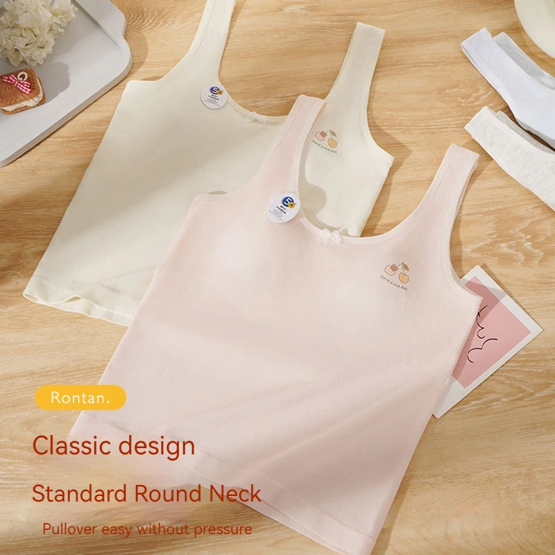 Girls' Early Puberty Underwear Medium-long Vest For Primary Middle School Students Anti-slip Vest Bra For Older Girls