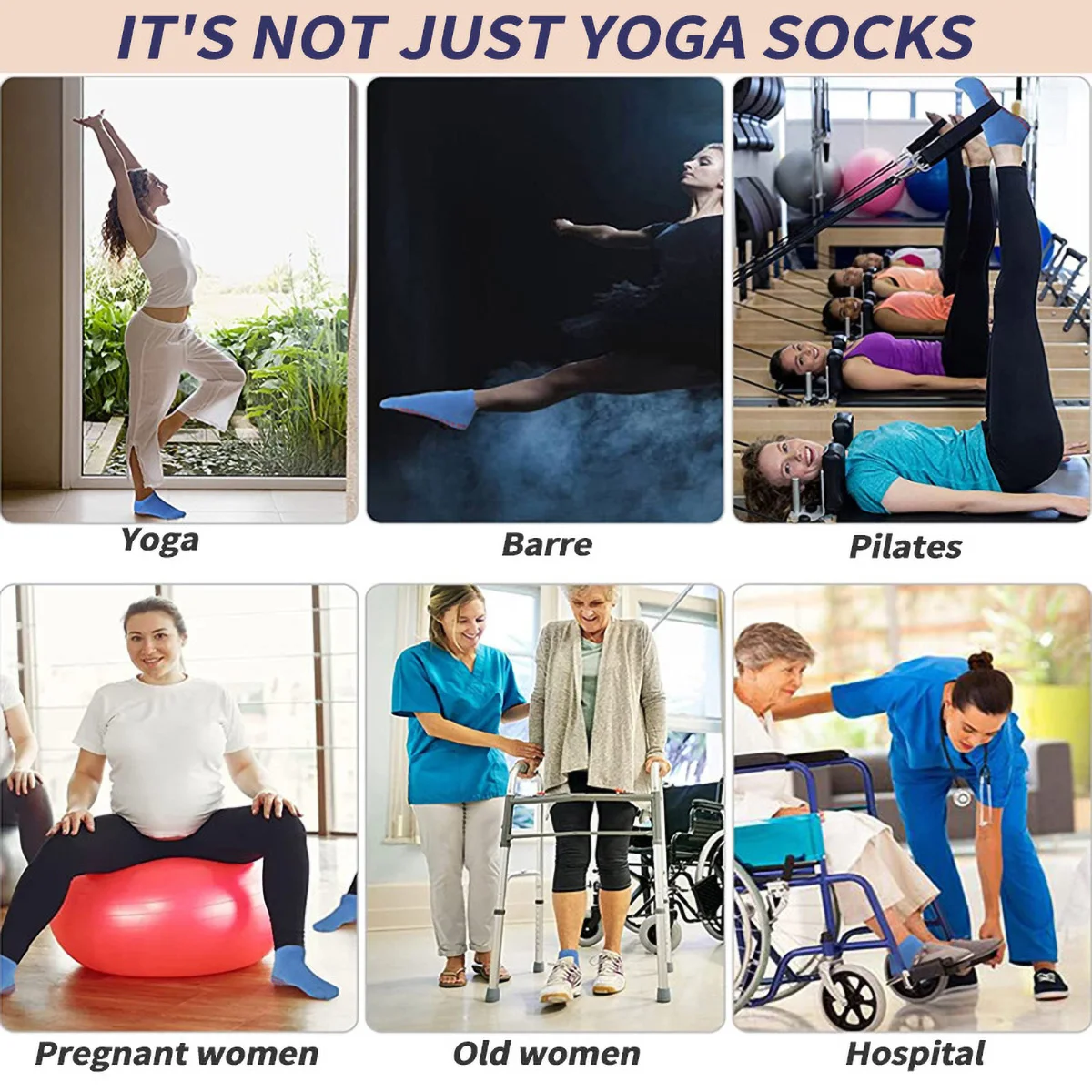 1/4 Paar Unisex-Silikon-Trampolinsocken mit rutschfestem Griff für Damen und Herren, für Krankenhaus, Yoga, Pilates, Indoor-Sport – Detail 10