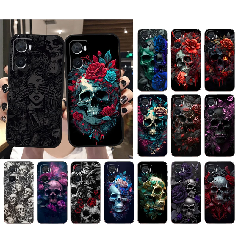 

Skull Rose Art Phone Case For OPPO A77 A57S A96 A91 A54 A74 A94 A73 A78 A53S A54S A15 A16 A17 A52 A58X A98