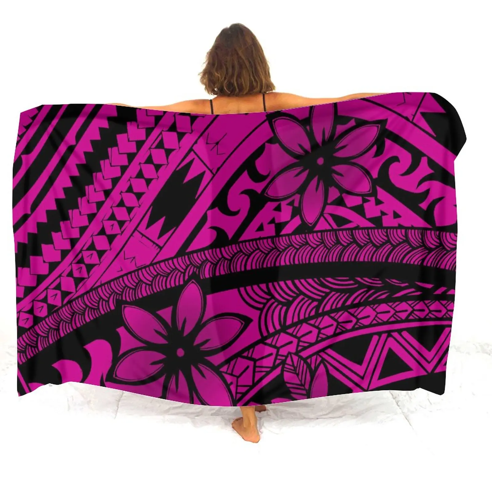 Pacific Art Island Floral Print Sarong Sarong Personalizzato Per Donna Summer Seaside Bikini Scialle Antiscivolo Sarong Personalizzato