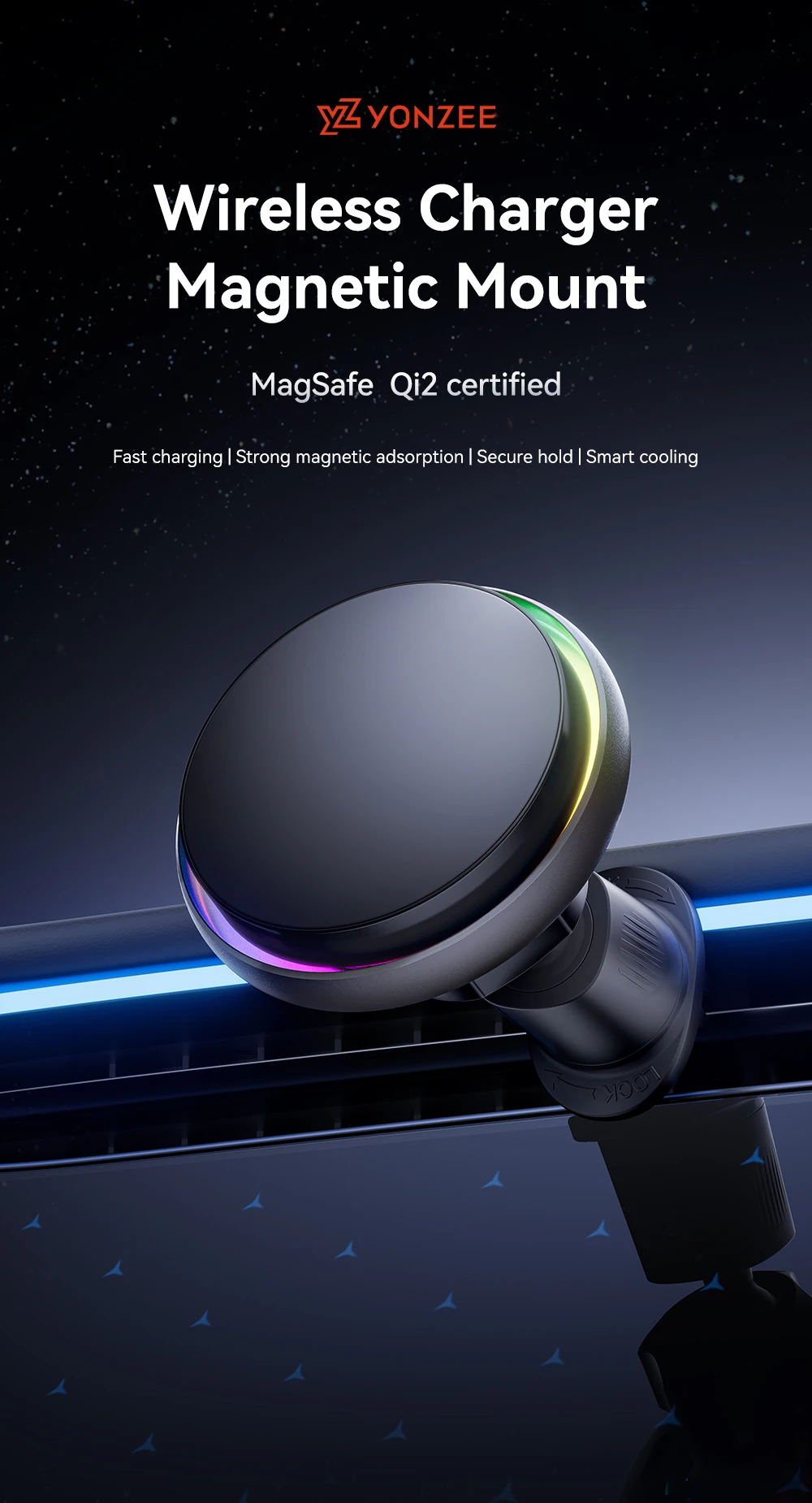 Magnetic Wireless Charger Car Phone Holder 15W Fast Charging Wireless Car Charge