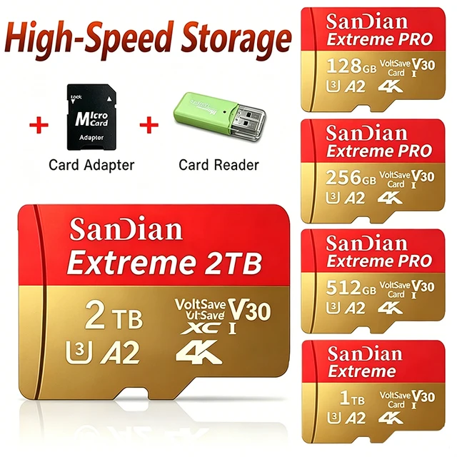 Class 10 UHS-1 High Speed Memory Card 128GB 256GB 512GB Original Micro TF SD Card Waterproof for PC Laptop Phone Tablet Camera 1