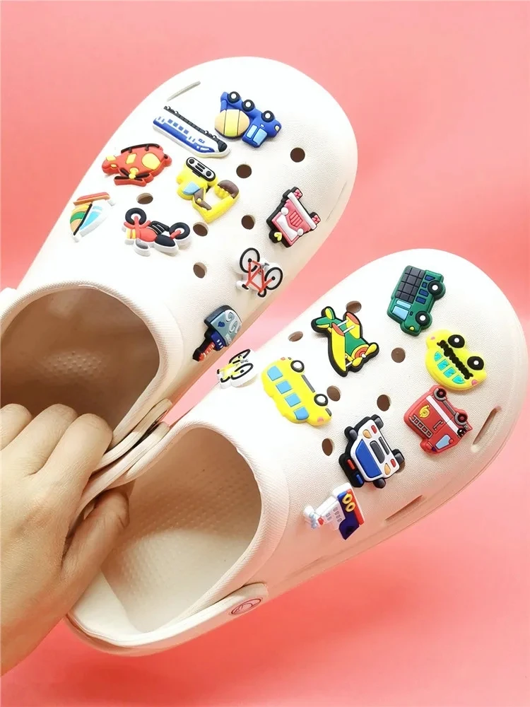 Cute Airplane Car Train BoatShoe Charms Decorations Cartoon PVC Buckle Accessories Clog Ornaments Adult Kids Birthday Party Gift