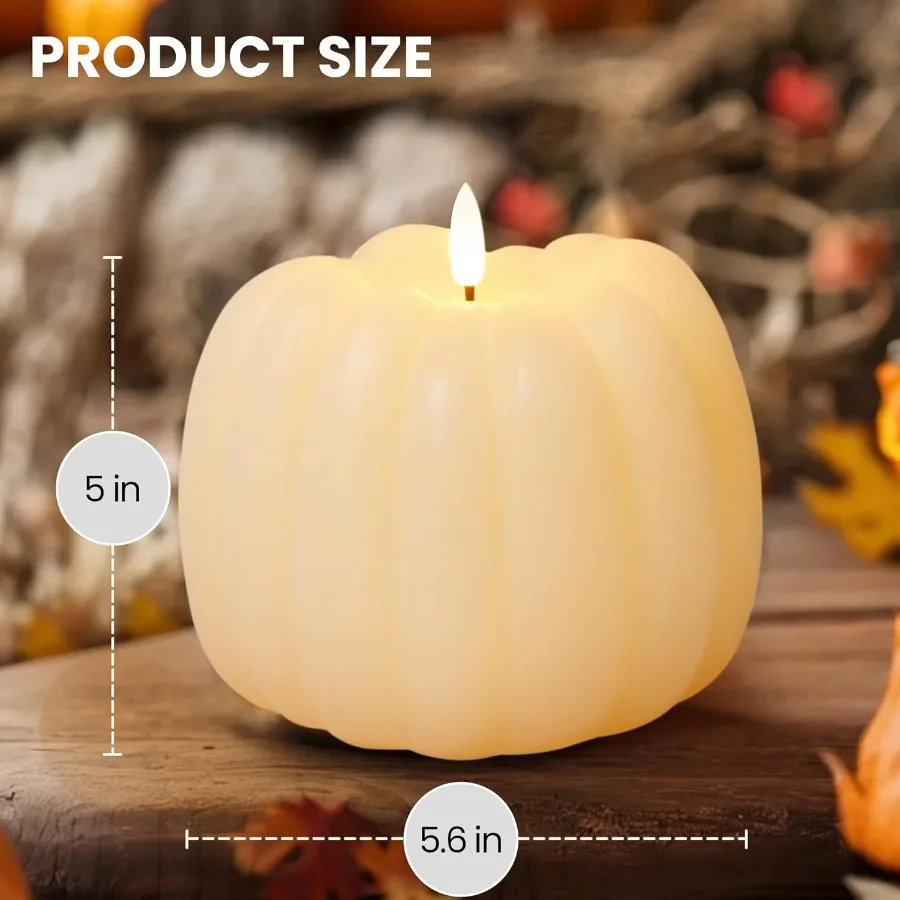 Fall Decorations for Home Flickering Flameless Wax Pumpkin LED Candle with Timer Remote Control Thanksgiving Gifts Autumn Farmh