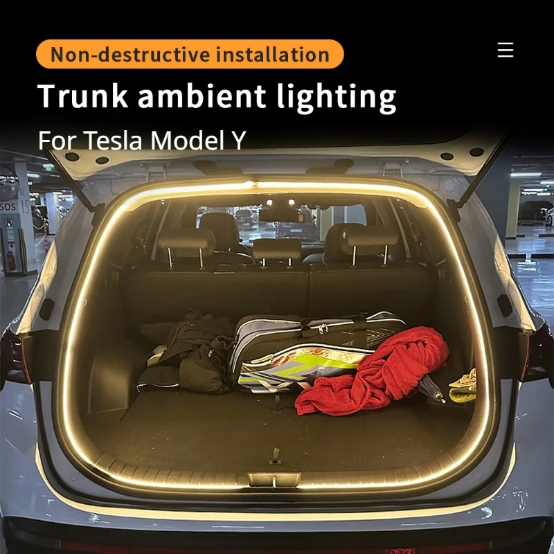 

Trunk Light Sensing Style for Tesla Model Y Ambient Lighting Flexible Frunk Brighten LED Strip Waterproof Car Decorative Lights