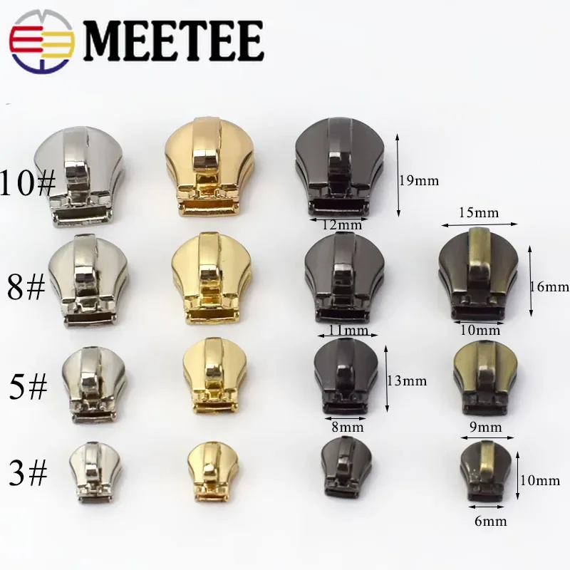 Zipper Repair Kit Meetee 10/20Pcs 3# 5# 8# 10# Zipper Sliders for Metal Zippers Head Pull Zip Lock Bag Luggage Garment DIY