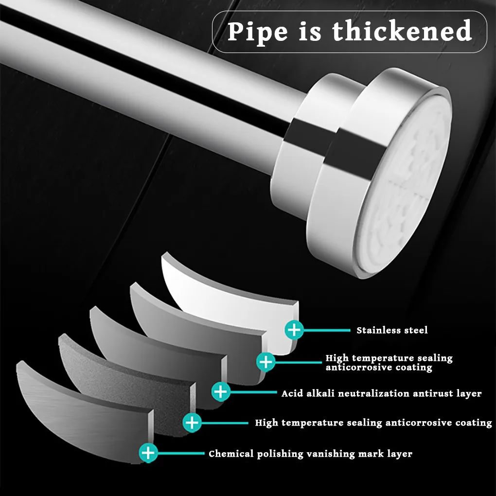 Stainless Steel Telescopic Shower Curtain Rod No Drilling Bathroom Adjustable Hanging Bath Rod 80cm