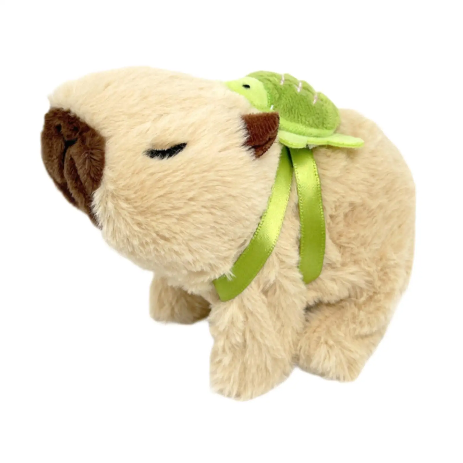 Plush Electri Capybara Adorable Realistic Walking with Turtle Backpack for Kids
