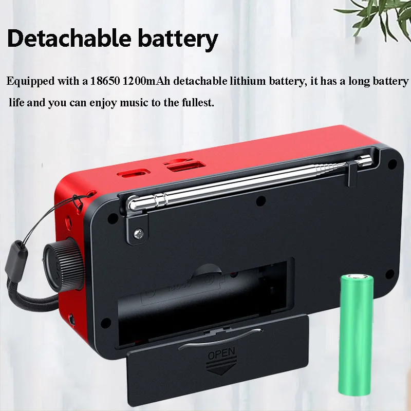 Mini Portable FM Radio HD LED Display Radios Wireless Bluetooth Speaker with Flashlight Support TF Card U Disk 3.5mm Headphones