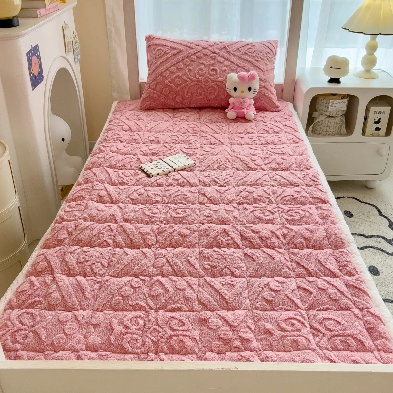 Tower Velvet Mattress Winter Fleece-Lined Milk Fiber Cushion Student Dormitory Single Double Coral Fleece Pad