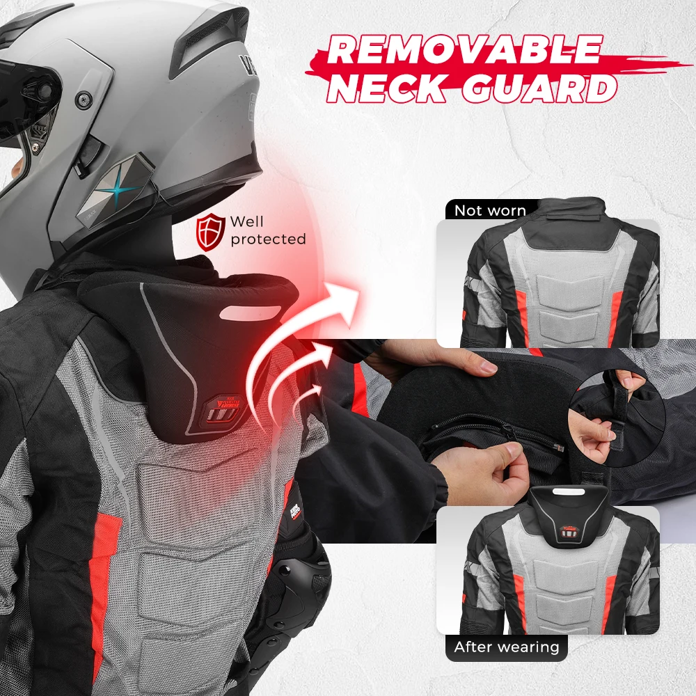 Motorcycle Jacket Clothing Men Riding Suit Neck Guard Detachable Waterproof Outdoor Protective
