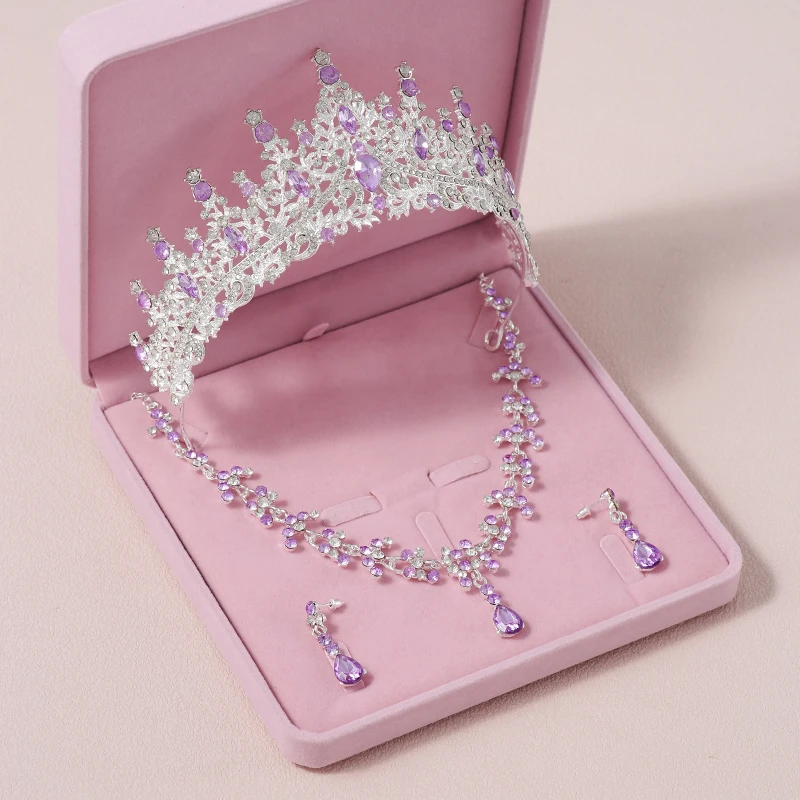 Bride Crown Set 3-piece Artificial Crystal Sweet Birthday Set