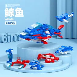 DIY 6-in-1 Creative Building Blocks Kit for Kids - Train, Helicopter, and Vehicle Set (No Box 139pcs)