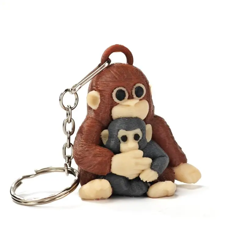 Niedlicher Schutzanhänger „Punch The Monkey“ 3D-gedruckter Schlüsselanhänger, süßes Anime-Zubehör, Spielzeug, Autoschlüsselring, Taschenanhänger, Dekoration, Geschenk für Freunde – Detail 2