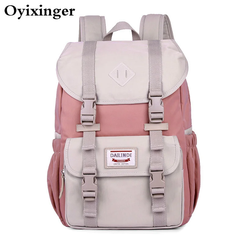 

High Quality Canvas Laptop Backpack Women Pink Backpack Schoolbag For Teenager Girls Travel Bagpack Mochila Feminina Sac A Dos