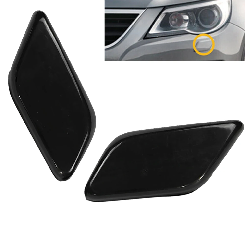 

Front Bumper Headlight Washer Nozzle Jet Spray Cover Cap Black 5N0955109 5N0955110 Left Right For VW Tiguan 2008 2009 2010 2011