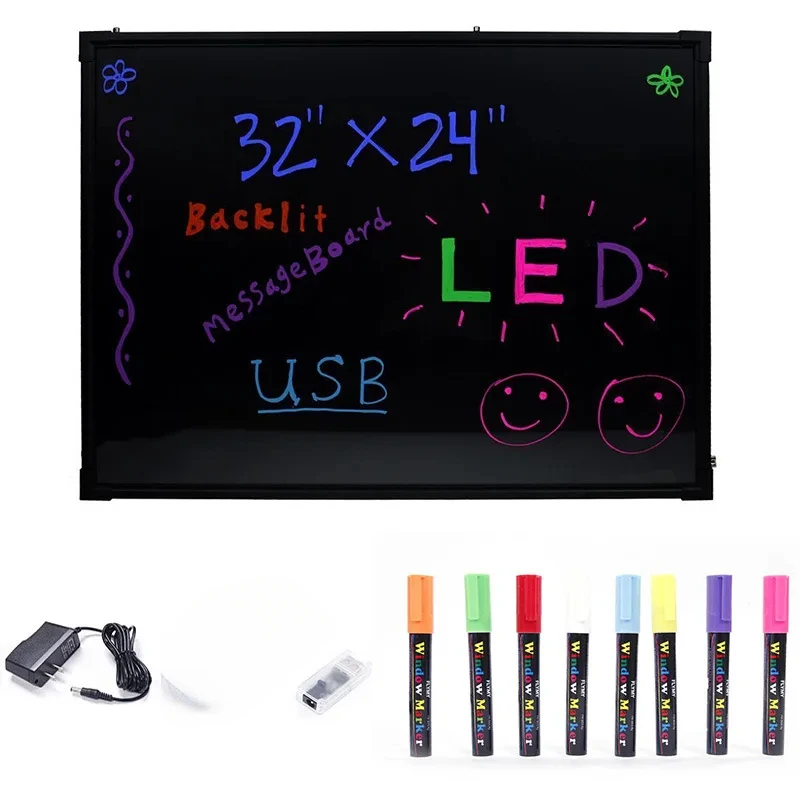 Erasable LED Writing Board + 8 Fluorescent Pen Flashing Luminated Neon LED Advertising Panel Message Menu Writing Sign Board, neon sign