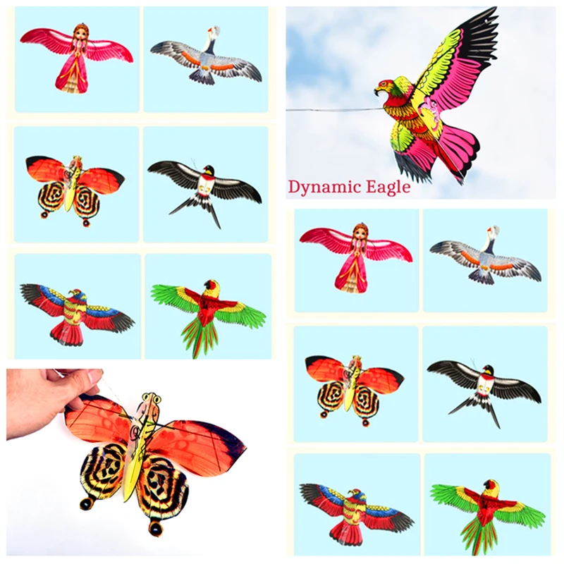 

Free shipping dynamic 3d eagle kite fishing rod line movable wings flying outdoor toys for kids kite animal kites