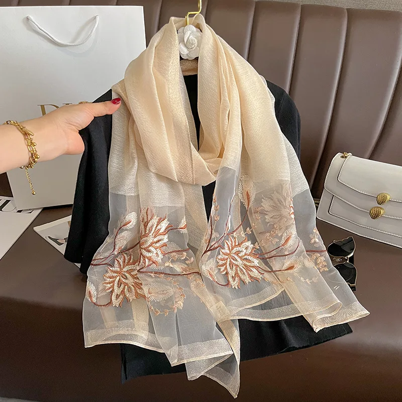 WINCESS.YU Sciarpa di seta da donna, scialli lunghi e